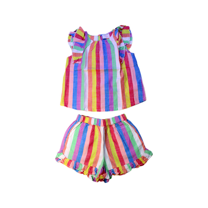 A Multicolour Shorts Sets from Crewcuts in size 5T for girl. (Front View)