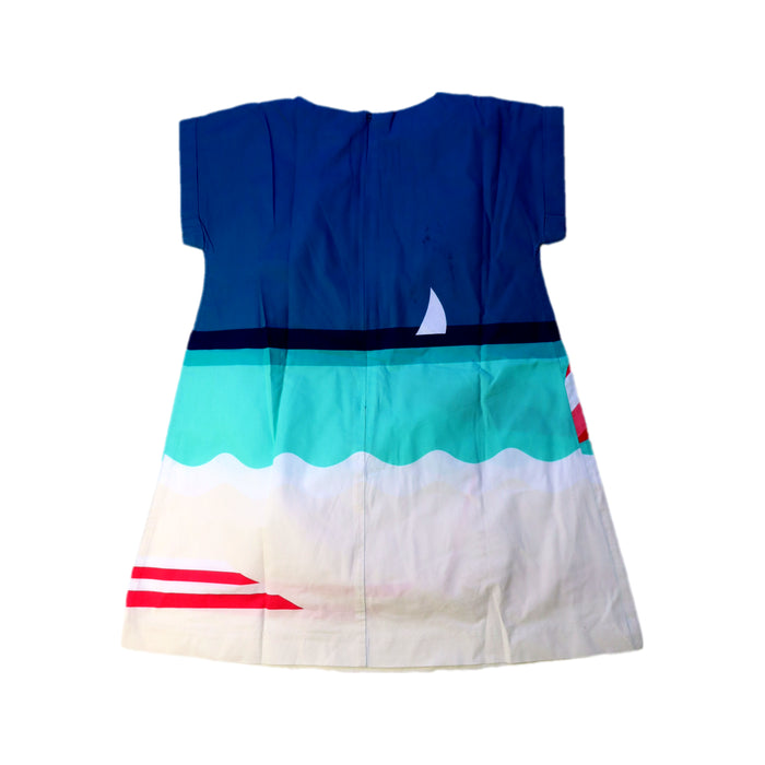 A Blue Short Sleeve Dresses from Jacadi in size 5T for girl. (Back View)