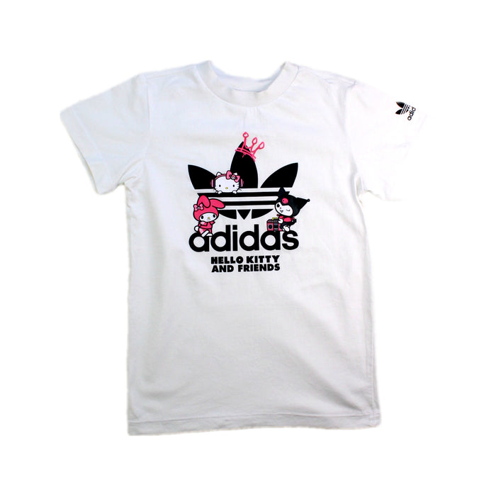A White Short Sleeve T Shirts from Adidas in size 3T for girl. (Front View)