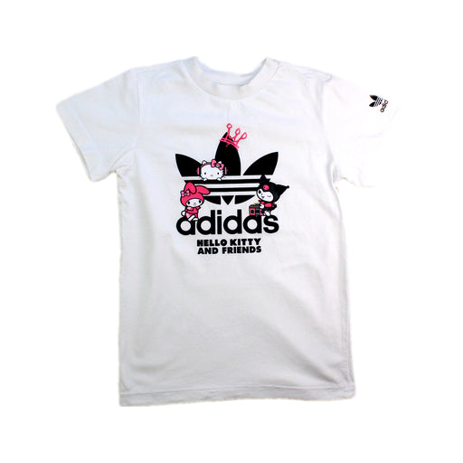 A White Short Sleeve T Shirts from Adidas in size 3T for girl. (Front View)