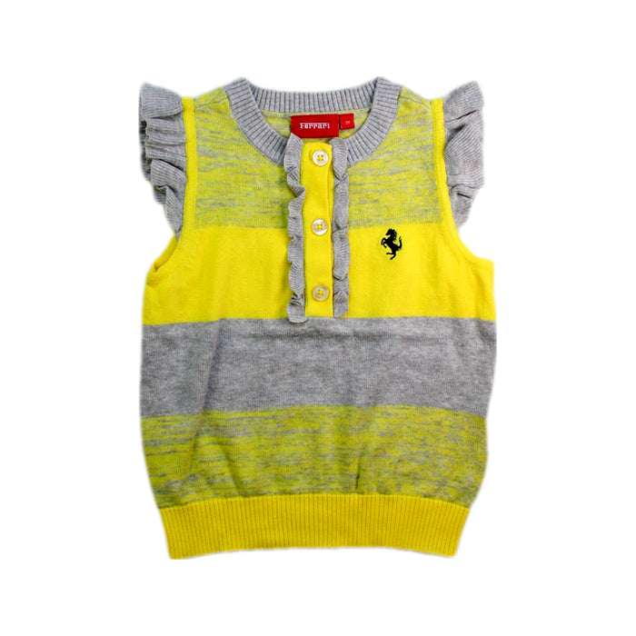 A Yellow Sleeveless Tops from Ferrari in size 2T for girl. (Front View)