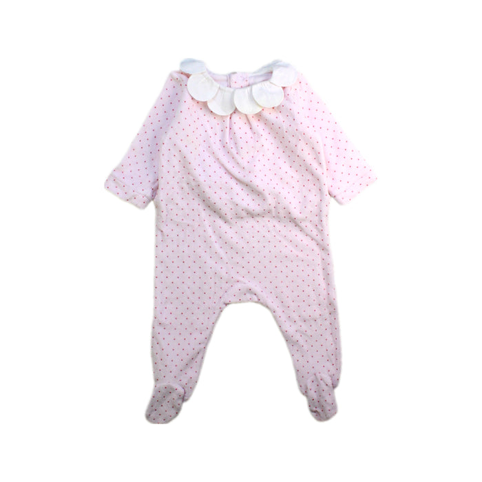 A Pink Long Sleeve Rompers from Jacadi in size 3-6M for girl. (Front View)