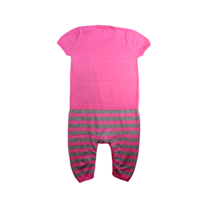 A Pink Short Sleeve Rompers from The Bonnie Mob in size 12-18M for girl. (Back View)