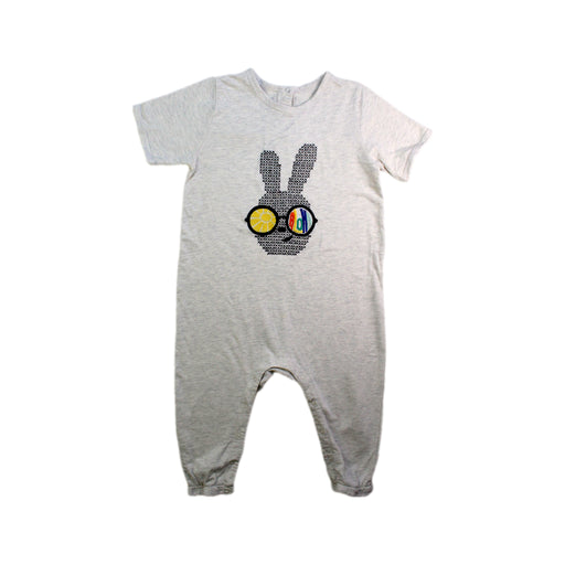 A Grey Short Sleeve Rompers from The Bonnie Mob in size 12-18M for neutral. (Front View)