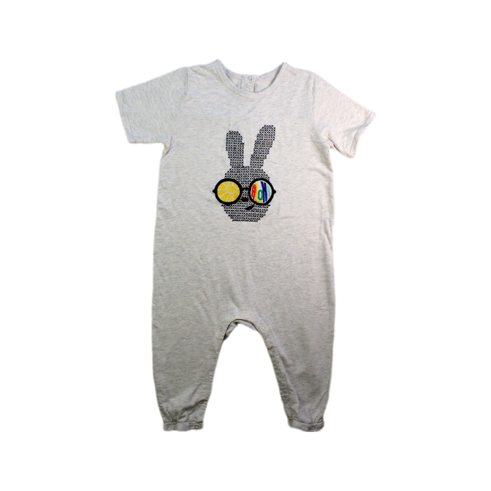 A Grey Short Sleeve Rompers from The Bonnie Mob in size 12-18M for neutral. (Front View)