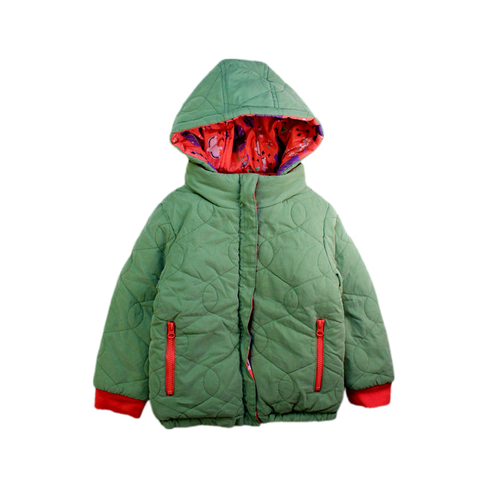 A Orange Puffer/Quilted Jackets from White Stuff in size 3T for girl. (Back View)
