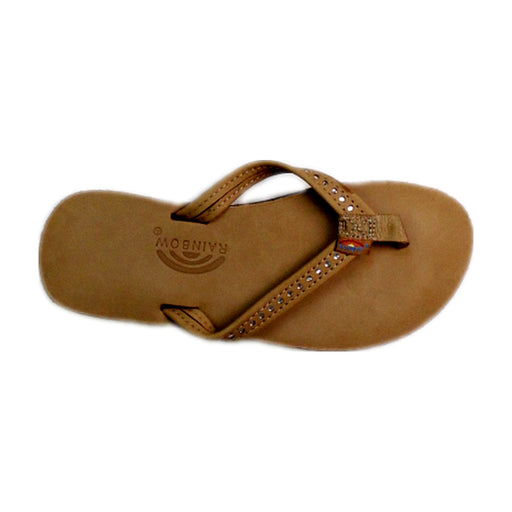 A Beige Flip Flops from Rainbow® in size 7Y for girl. (Front View)
