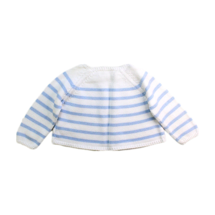 A Blue Cardigans from Nanos in size 6-12M for neutral. (Back View)