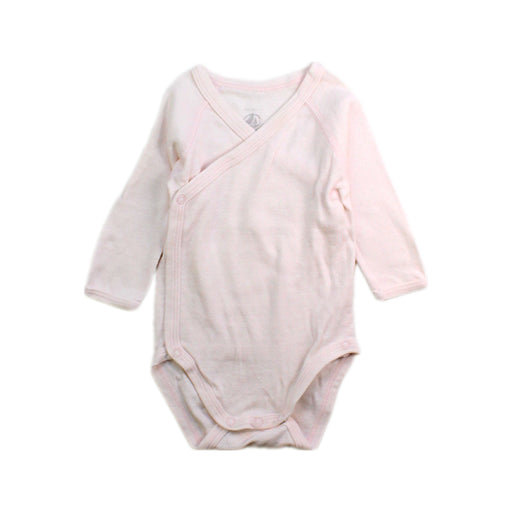 A Pink Long Sleeve Bodysuits from Petit Bateau in size 0-3M for girl. (Front View)