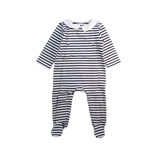 A Navy Long Sleeve Rompers from Jacadi in size 3-6M for boy. (Front View)