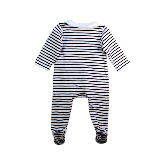 A Navy Long Sleeve Rompers from Jacadi in size 3-6M for boy. (Back View)