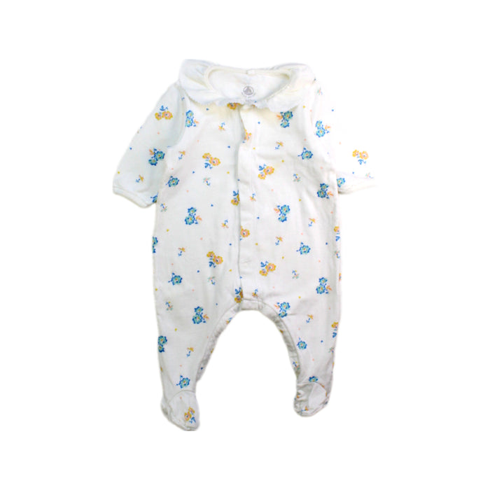 A White Onesies from Petit Bateau in size 0-3M for girl. (Front View)