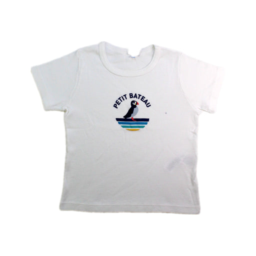 A White Short Sleeve T Shirts from Petit Bateau in size 3T for boy. (Front View)