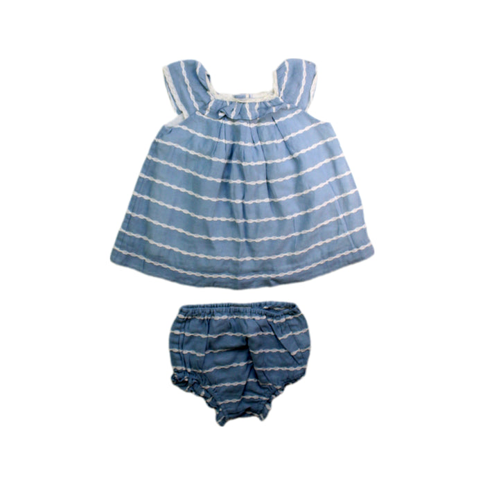 A Blue Shorts Sets from Nanos in size 6-12M for girl. (Front View)