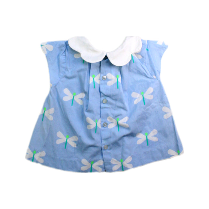 A Blue Short Sleeve Tops from Jacadi in size 6-12M for girl. (Back View)
