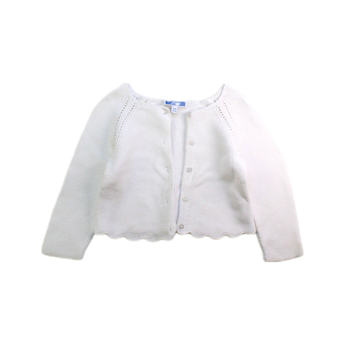 A White Cardigans from Jacadi in size 6-12M for girl. (Front View)