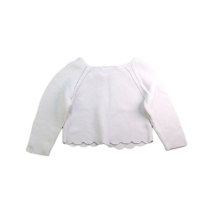 A White Cardigans from Jacadi in size 6-12M for girl. (Back View)