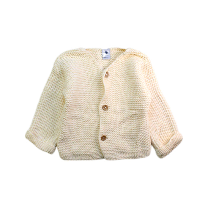 A Ivory Cardigans from Petit Bateau in size 12-18M for neutral. (Front View)