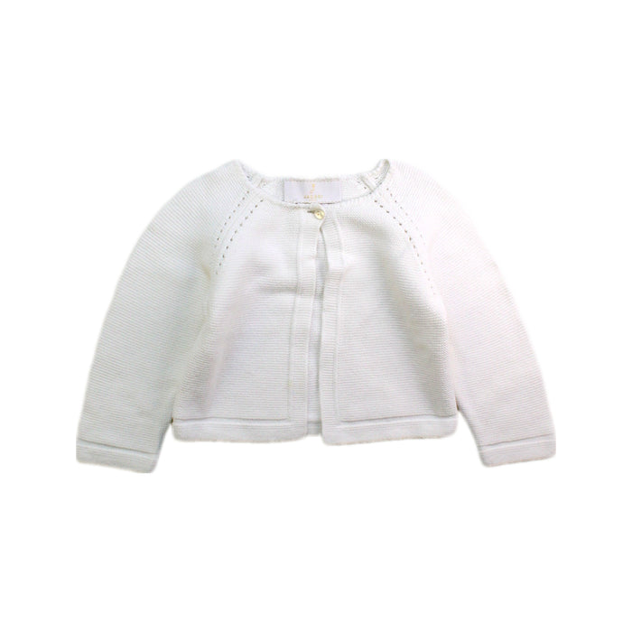A White Cardigans from Jacadi in size 6-12M for girl. (Front View)