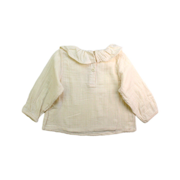 A Ivory Long Sleeve Tops from Petit Bateau in size 12-18M for girl. (Back View)