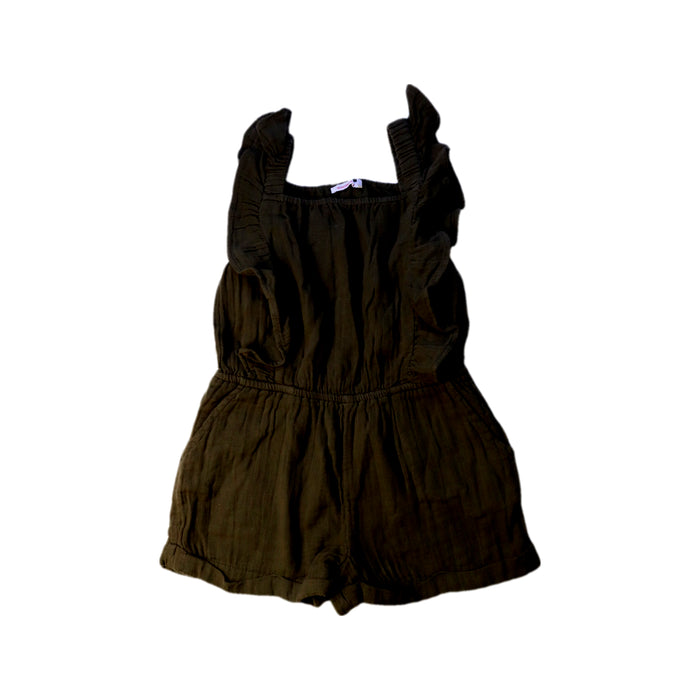 A Brown Sleeveless Rompers from Monoprix in size 6T for girl. (Front View)