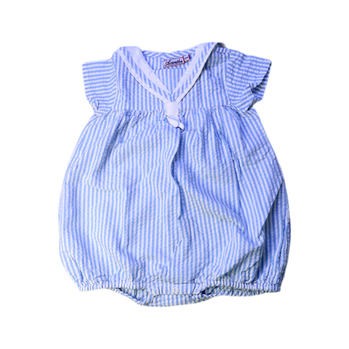 A Blue Sleeveless Rompers from Acanthe in size 6-12M for boy. (Front View)