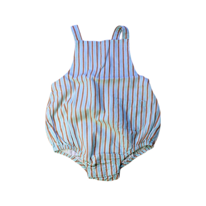 A Blue Sleeveless Rompers from Seed in size 12-18M for girl. (Front View)