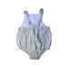 A Blue Sleeveless Rompers from Seed in size 12-18M for girl. (Back View)
