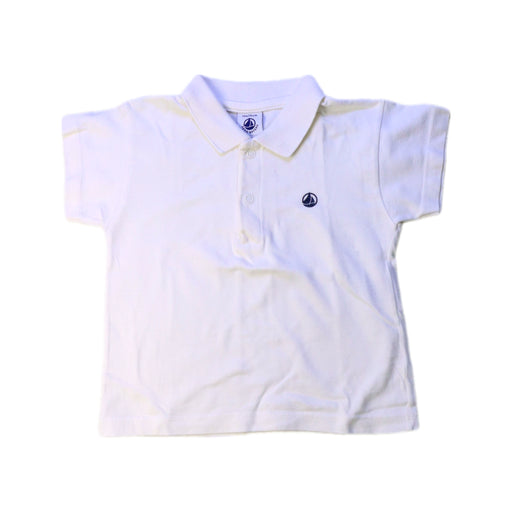 A White Short Sleeve Polos from Petit Bateau in size 6-12M for boy. (Front View)