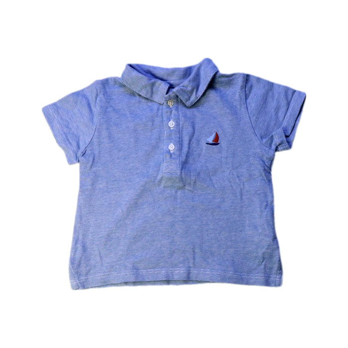 A Blue Short Sleeve Polos from Cyrillus in size 12-18M for boy. (Front View)