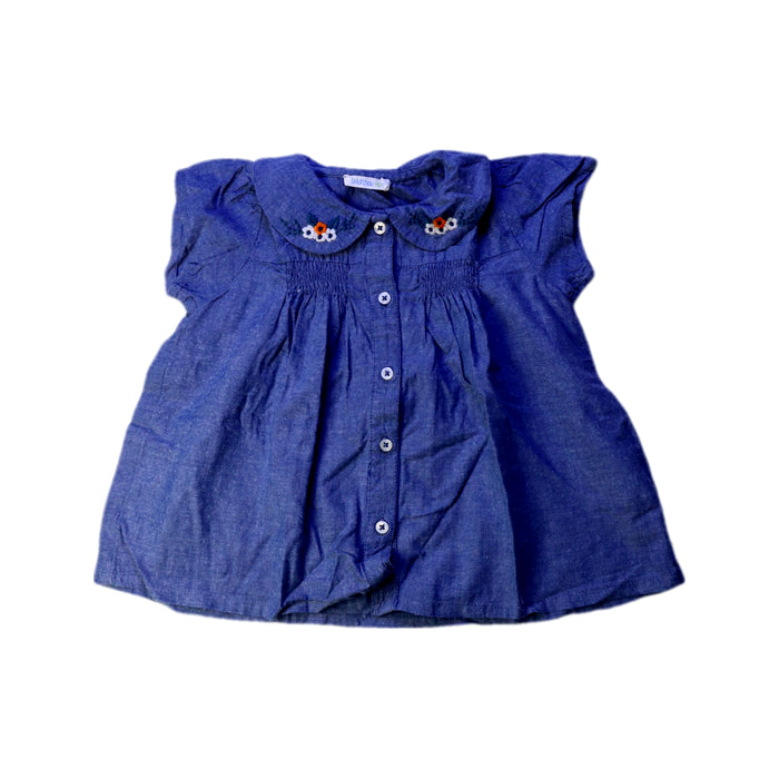 A Blue Short Sleeve Shirts from Bout'Chou in size 3T for girl. (Front View)