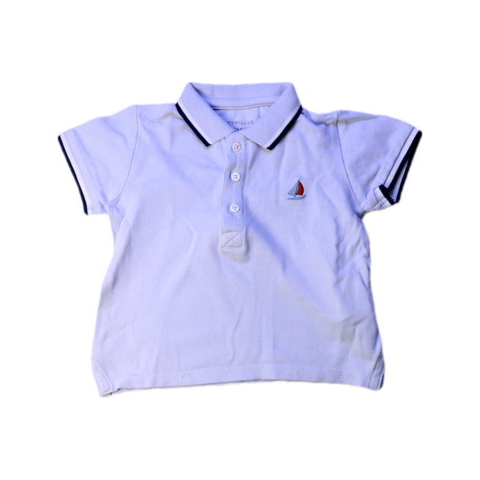A White Short Sleeve Polos from Cyrillus in size 12-18M for boy. (Front View)
