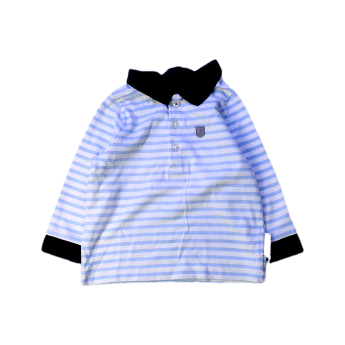 A Blue Long Sleeve Polos from Jacadi in size 6-12M for boy. (Front View)