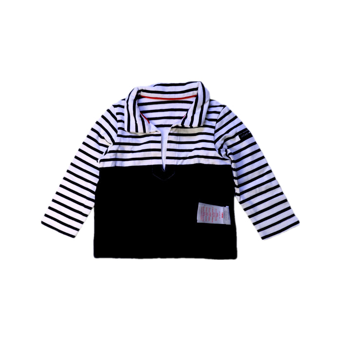 A Black Long Sleeve Polos from Jacadi in size 6-12M for boy. (Front View)