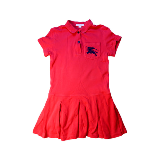A Red Short Sleeve Dresses from Burberry in size 6T for girl. (Front View)