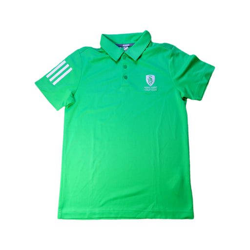 A Green Short Sleeve Polos from Adidas in size 11Y for boy. (Front View)