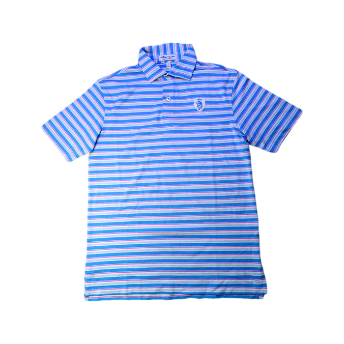 A Blue Short Sleeve Polos from Peter Millar in size 9Y for boy. (Front View)
