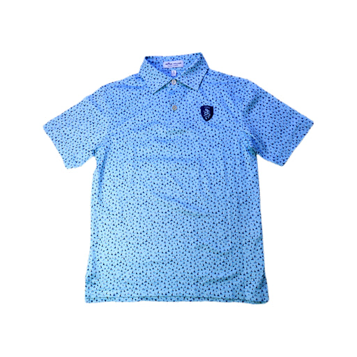 A Blue Short Sleeve Polos from Peter Millar in size 7Y for boy. (Front View)