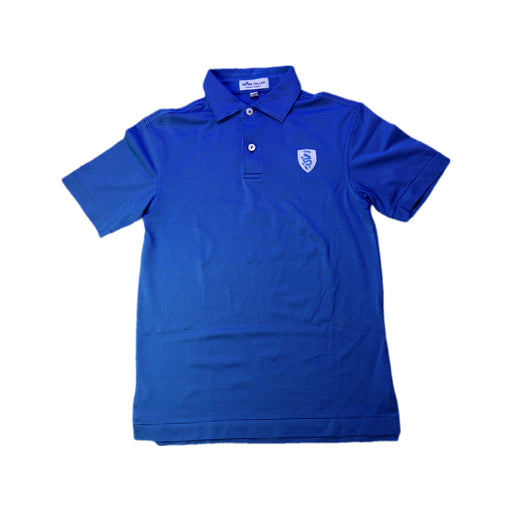A Blue Short Sleeve Polos from Peter Millar in size 7Y for boy. (Front View)