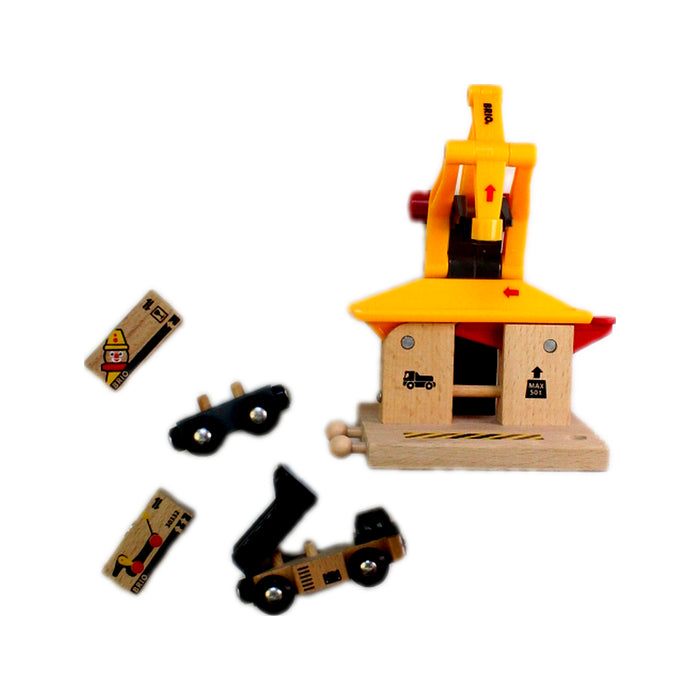 A Yellow Cars Trucks Trains & Remote Control from Brio in size 3T for boy. (Back View)