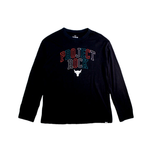 A Black Long Sleeve T Shirts from Under Armour in size 7Y for boy. (Front View)