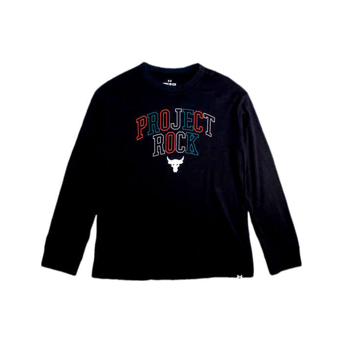 A Black Long Sleeve T Shirts from Under Armour in size 7Y for boy. (Front View)