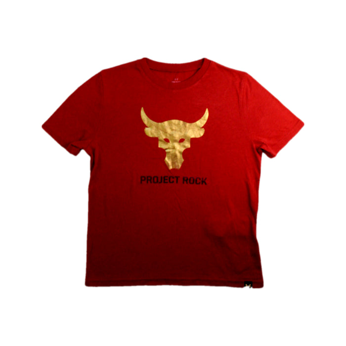 A Red Short Sleeve T Shirts from Under Armour in size 7Y for boy. (Front View)