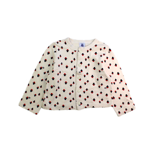 A White Cardigans from Petit Bateau in size 3T for girl. (Front View)