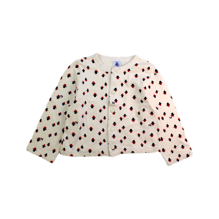 A White Cardigans from Petit Bateau in size 3T for girl. (Front View)