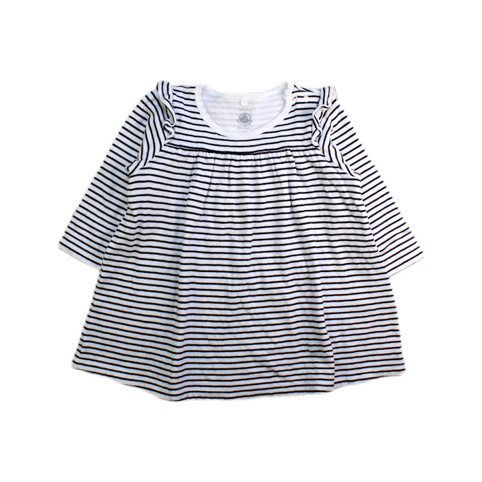 A White Long Sleeve Dresses from Petit Bateau in size 12-18M for girl. (Front View)
