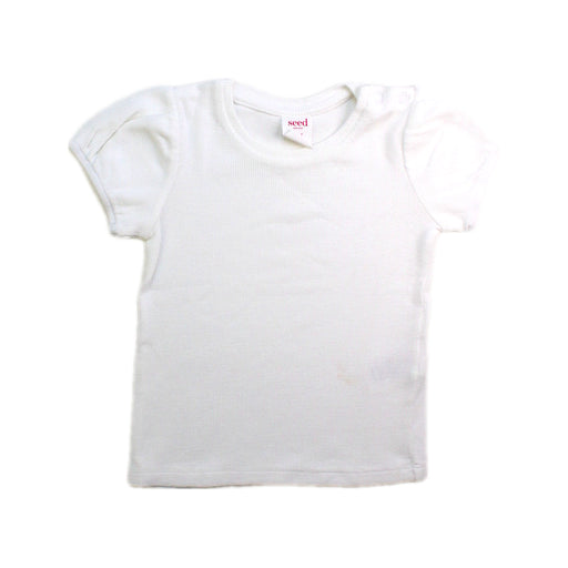 A White Short Sleeve T Shirts from Seed in size 12-18M for girl. (Front View)