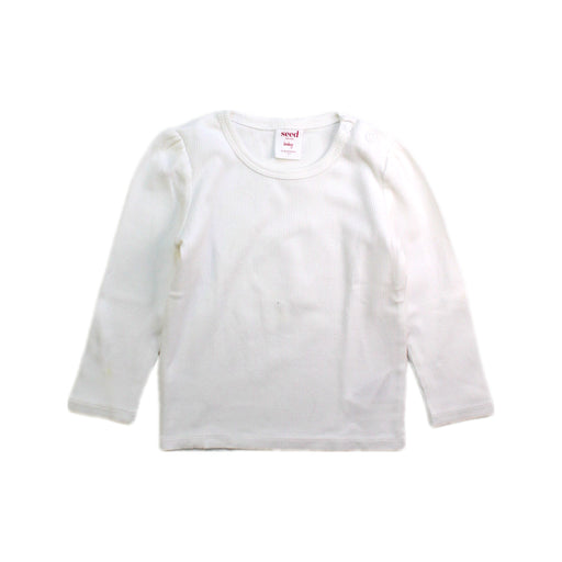 A White Long Sleeve Tops from Seed in size 12-18M for girl. (Front View)