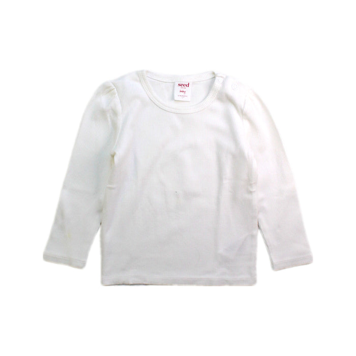 A White Long Sleeve Tops from Seed in size 12-18M for girl. (Front View)