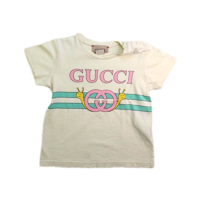 A Ivory Short Sleeve T Shirts from Gucci in size 12-18M for girl. (Front View)